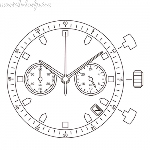 Картинка MIYOTA 0S21 Chronograph - механизм для часов кварцевый 13 ½, Япония