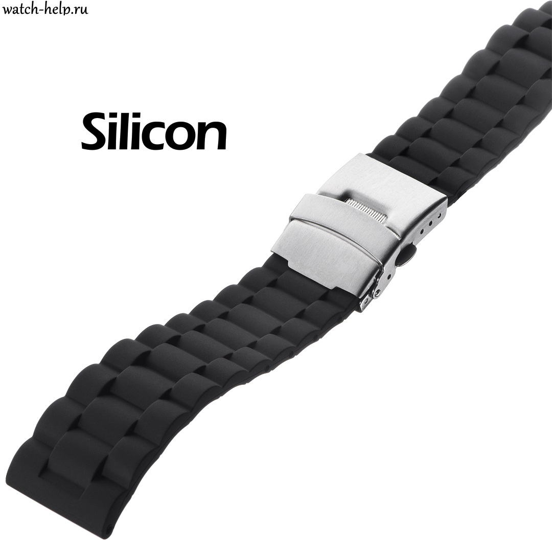 Картинка BC510 - ремешок для часов чёрный, силикон, Китай
