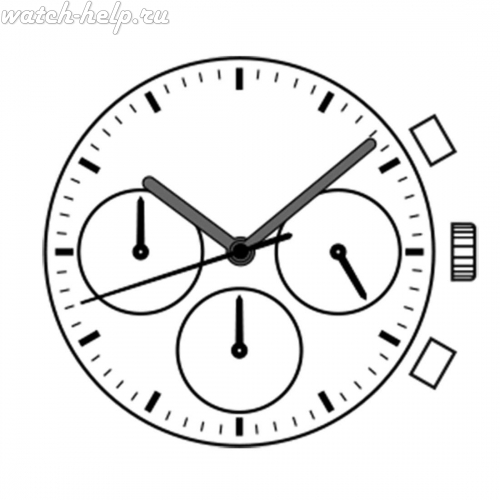 Картинка TMI VD54 Basic chronograph movement (vd5) - механизм для часов кварцевый 12 ¾, Япония