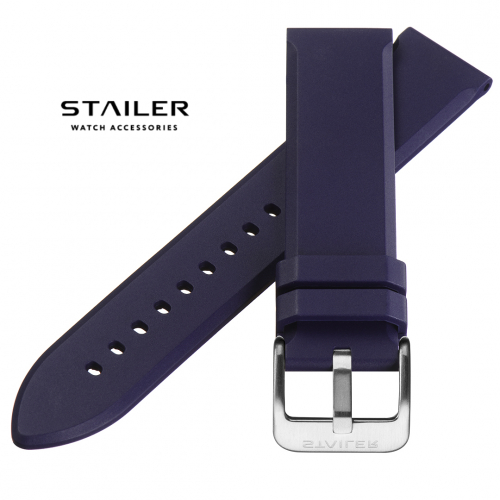 Stailer Caoutchouc CS487 Caoutchouc - ремешок для часов синий, каучук, гладкий, Германия - мастерская «Часовая Скорая Помощь». Картинка Stailer Caoutchouc CS487 Caoutchouc - ремешок для часов синий, каучук, гладкий, Германия