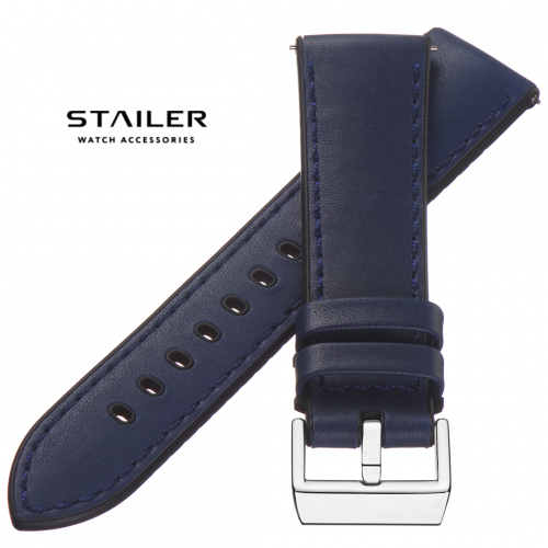 Картинка Stailer Premium 6137 Max endurance sport horween - ремешок для часов синий, кожа horween full grain, гладкий, Германия