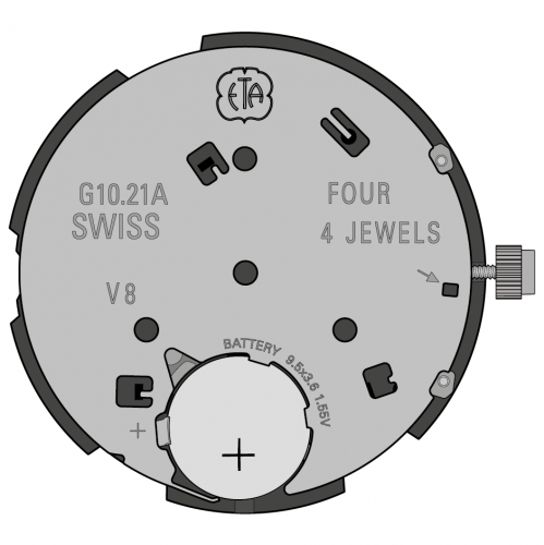 Картинка ETA G10.21A - механизм для часов кварцевый 13 ¼, Швейцария