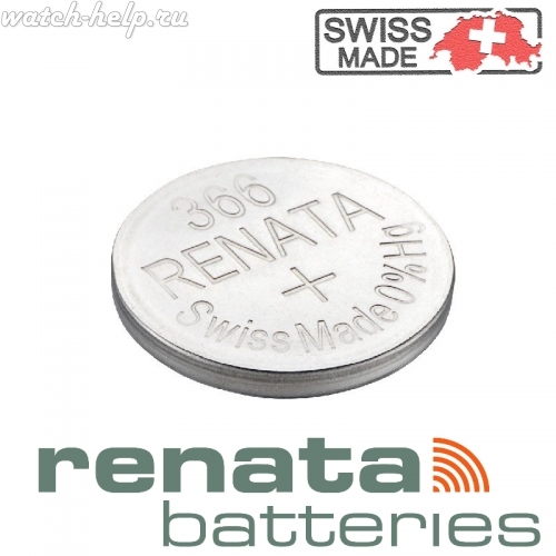 Картинка Renata 366 - батарейка, 1.6 мм x 11.6 мм 1.55 v 47 mah, Швейцария