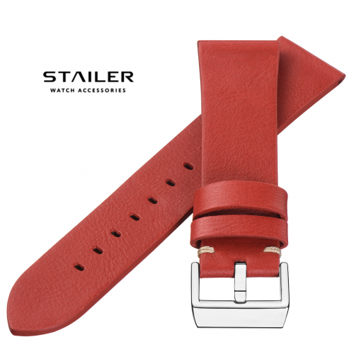 Stailer Premium 5966 Select - ремешок для часов красный, премиальная кожа full grain растительного дубления, гладкий, Германия - мастерская «Часовая Скорая Помощь». Картинка Stailer Premium 5966 Select - ремешок для часов красный, премиальная кожа full grain растительного дубления, гладкий, Германия