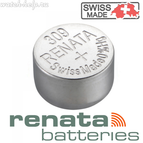 Картинка Renata 309 - батарейка, 5.4 мм x 7.9 мм 1.55 v 80 mah, Швейцария