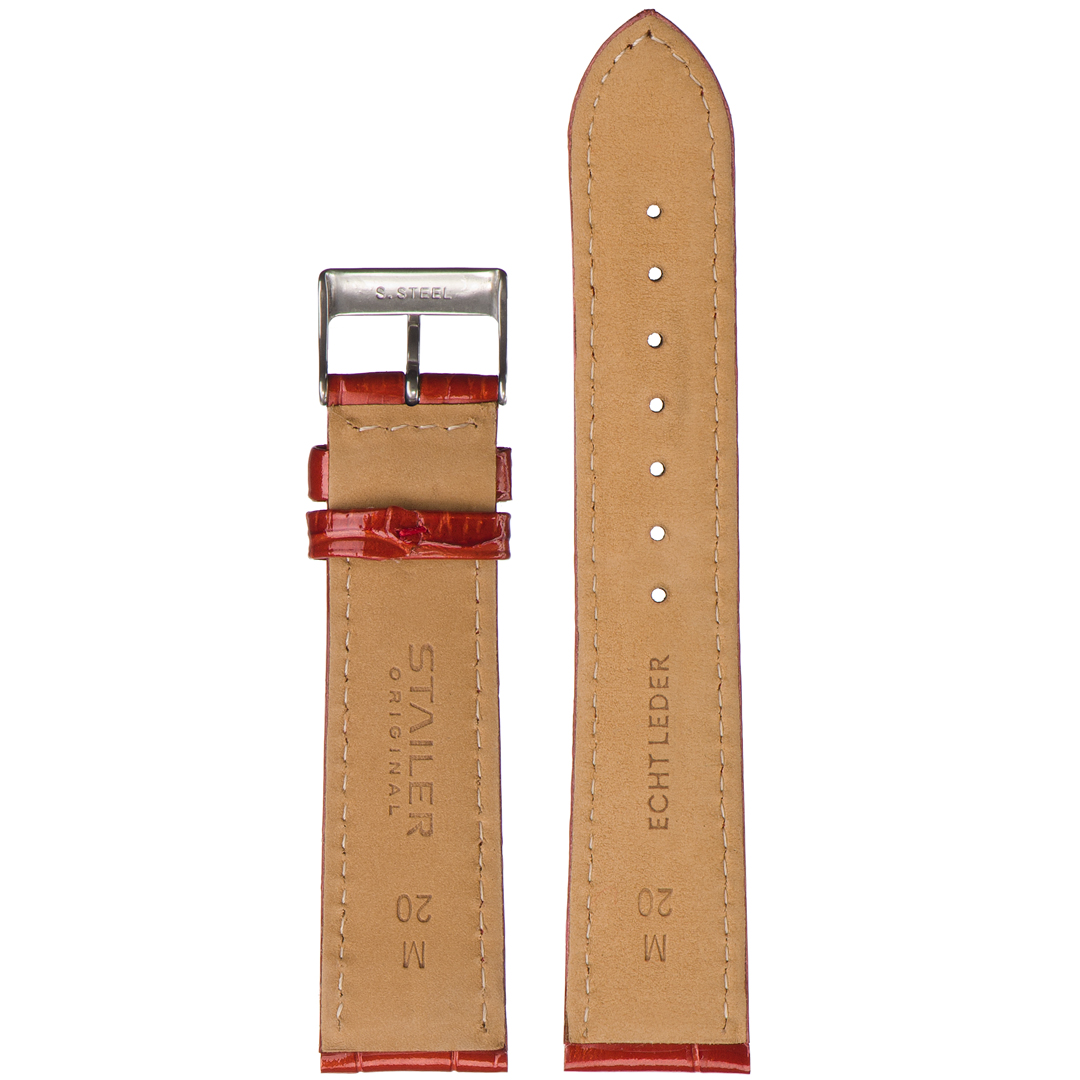 Картинка Stailer 4126 Original - ремешок для часов красный, кожа, крокодил, Германия
