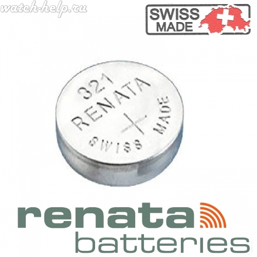 Картинка Renata 321 - батарейка, 1.6 мм x 6.8 мм 1.55 v 14.5 mah, Швейцария