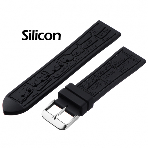 Картинка BC117W - ремешок для часов чёрный, силикон, Китай