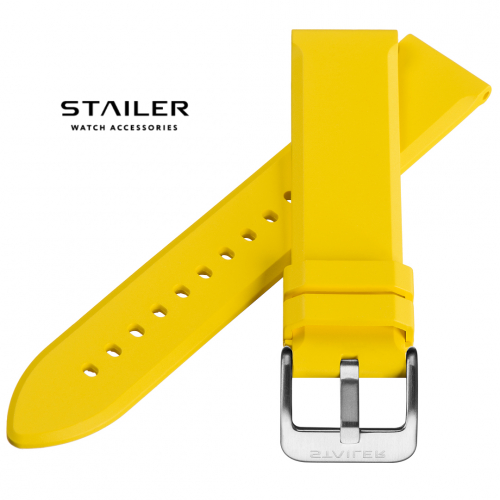 Stailer Caoutchouc CS48H Caoutchouc - ремешок для часов жёлтый, каучук, гладкий, Германия - мастерская «Часовая Скорая Помощь». Картинка Stailer Caoutchouc CS48H Caoutchouc - ремешок для часов жёлтый, каучук, гладкий, Германия