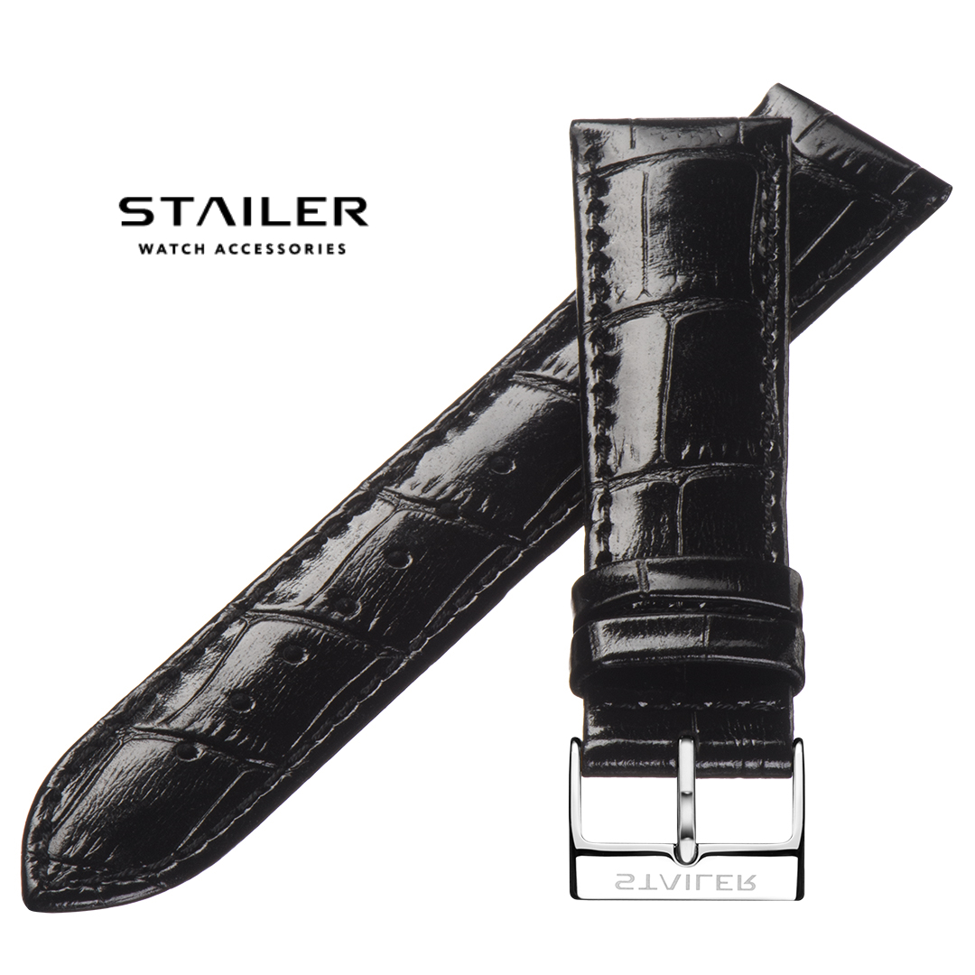 Картинка Stailer 1171 Original - ремешок для часов чёрный, кожа, аллигатор, Германия