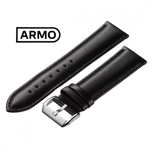 ARMO 1701 - ремешок для часов чёрный, кожа, гладкий, Китай - мастерская «Часовая Скорая Помощь». Картинка ARMO 1701 - ремешок для часов чёрный, кожа, гладкий, Китай