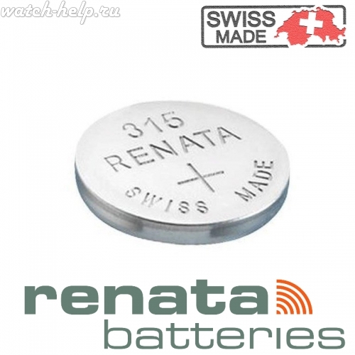 Картинка Renata 315 - батарейка, 1.6 мм x 7.9 мм 1.55 v 23 mah, Швейцария