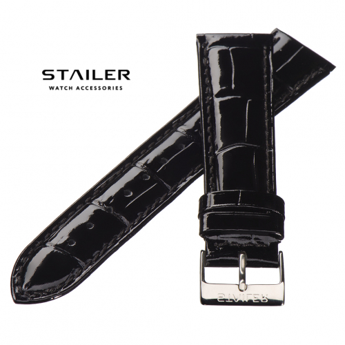 Stailer 4121 Original - ремешок для часов чёрный, кожа, аллигатор, Германия - мастерская «Часовая Скорая Помощь». Картинка Stailer 4121 Original - ремешок для часов чёрный, кожа, аллигатор, Германия