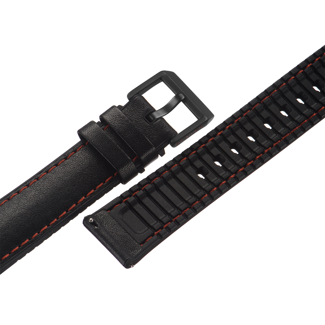 Картинка Stailer Premium 6091A Max endurance sport - ремешок для часов чёрный, влагостойкая кожа, гладкий, Германия