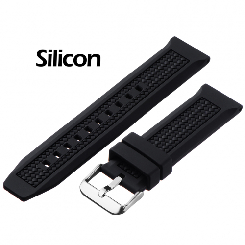 Картинка BC118 - ремешок для часов чёрный, силикон, Китай
