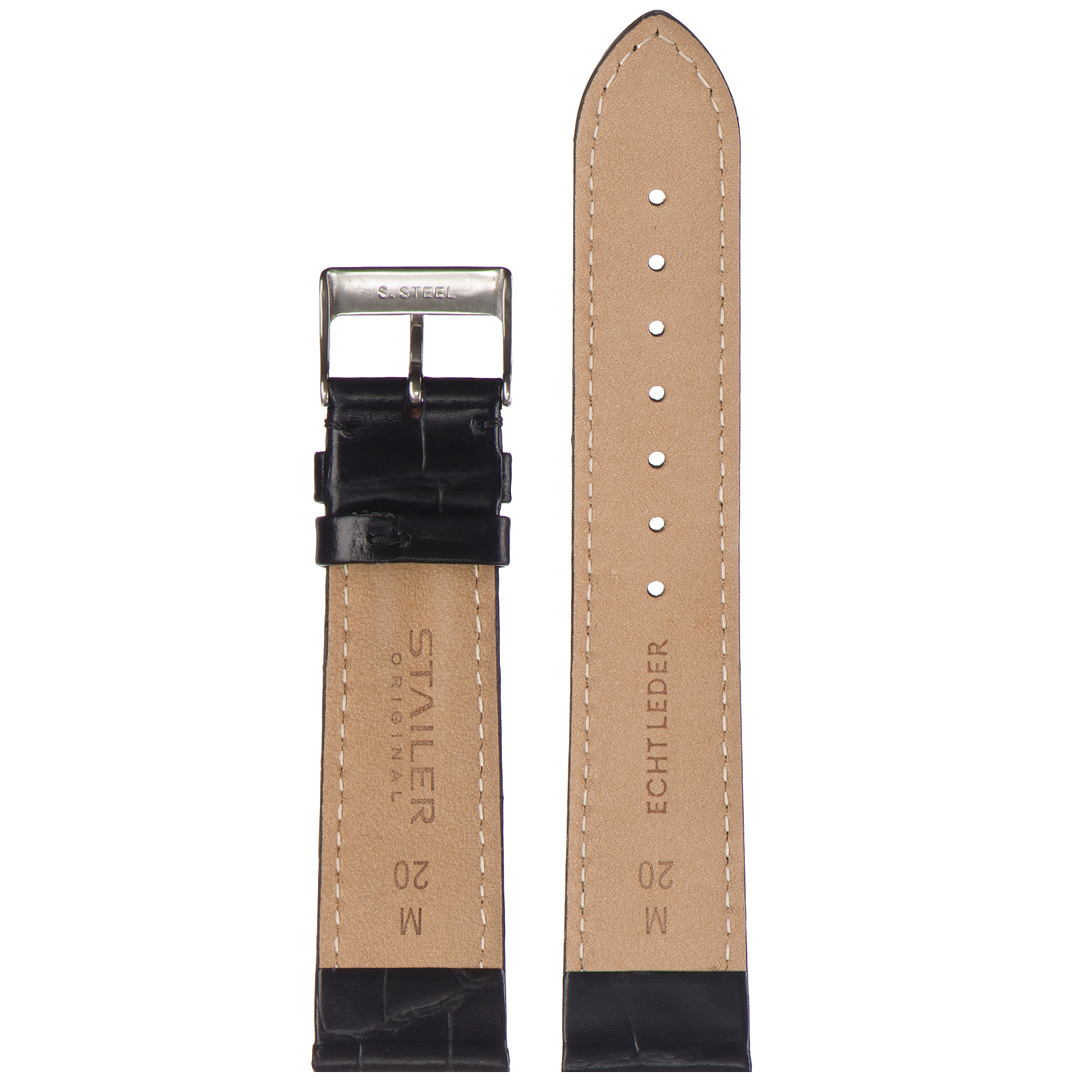 Картинка Stailer 2121 Original - ремешок для часов чёрный, кожа, аллигатор, Германия