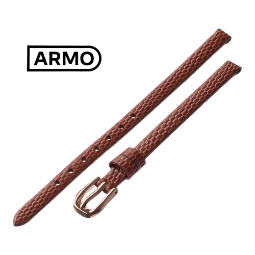 ARMO 4902 - ремешок для часов коричневый, кожа, аллигатор - мастерская «Часовая Скорая Помощь». Картинка ARMO 4902 - ремешок для часов коричневый, кожа, аллигатор