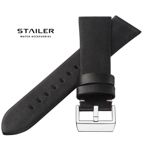 Stailer Premium 5961 Select - ремешок для часов чёрный, премиальная кожа full grain растительного дубления, гладкий, Германия - мастерская «Часовая Скорая Помощь». Картинка Stailer Premium 5961 Select - ремешок для часов чёрный, премиальная кожа full grain растительного дубления, гладкий, Германия
