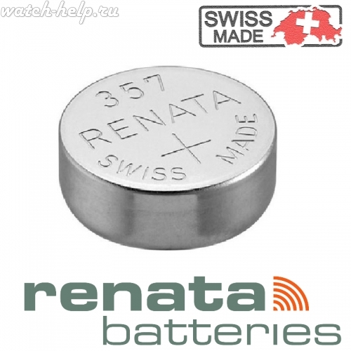 Картинка Renata 357 - батарейка, 5.4 мм x 11.6 мм 1.55 v 160 mah, Швейцария