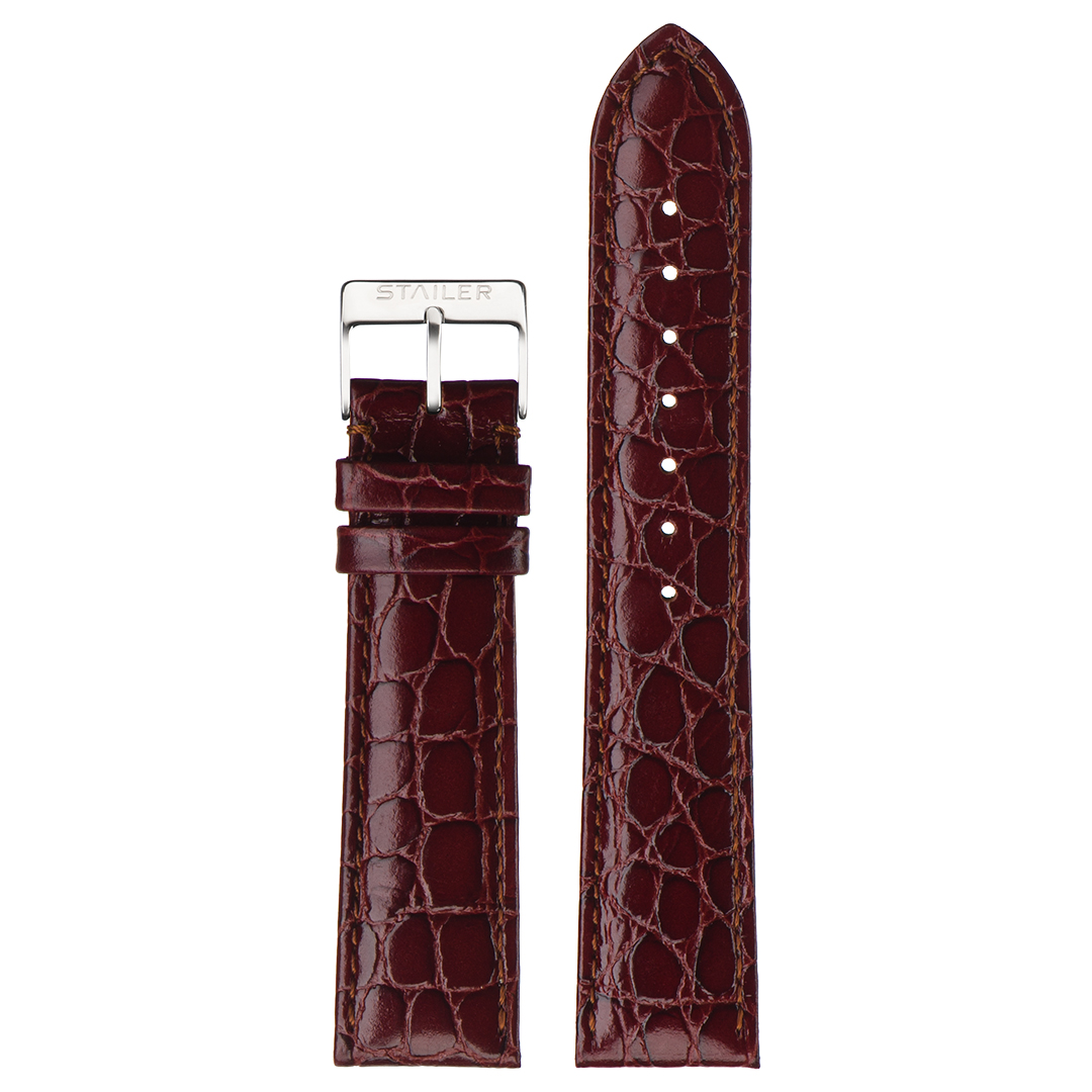 Картинка Stailer 1042 Original - ремешок для часов бордовый, кожа, крокодил, Германия