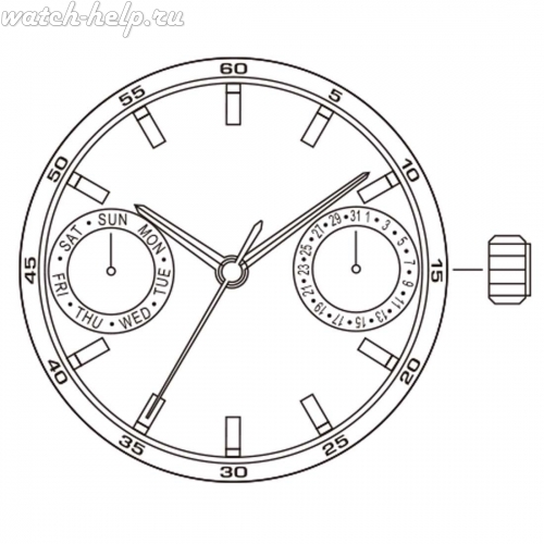 Картинка MIYOTA 6P25 Multi-function - механизм для часов кварцевый 10 ½, Япония