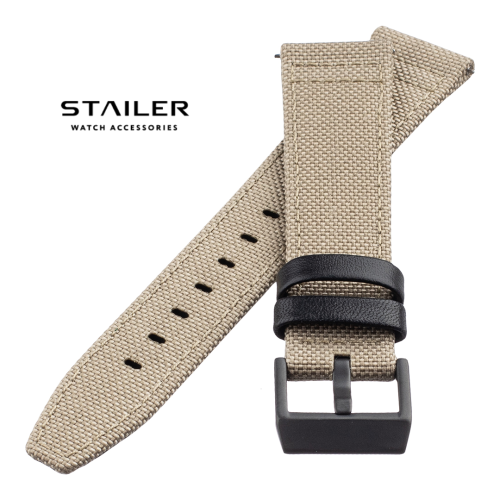 Картинка Stailer Premium 7408 Cordura fabric - ремешок для часов хаки/чёрный, кордура, кордура, Германия
