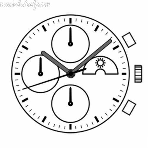 Картинка TMI VD59 Basic chronograph movement (vd5) - механизм для часов кварцевый 12 ¾, Япония