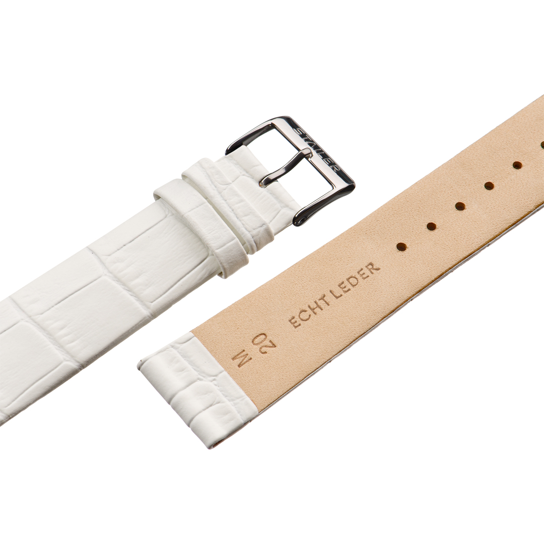 Картинка Stailer 1870 Original - ремешок для часов белый, кожа, аллигатор, Германия