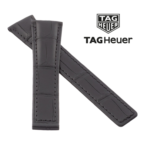 Картинка TAG Heuer, OEM Stailer - 5921 - ремешок для часов чёрный, натуральная кожа телёнка, аллигатор, Германия