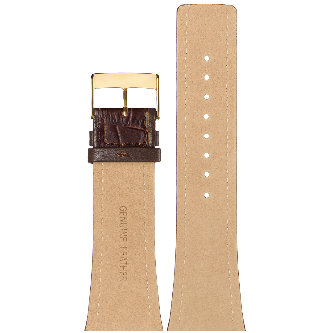 Картинка SKAGEN - 984LGLD OEM Stailer - ремешок для часов бордовый, натуральная кожа телёнка, аллигатор, Германия