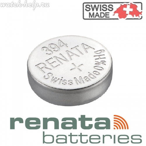 Картинка Renata 394 - батарейка, 3.6 мм x 9.5 мм 1.55 v 79 mah, Швейцария