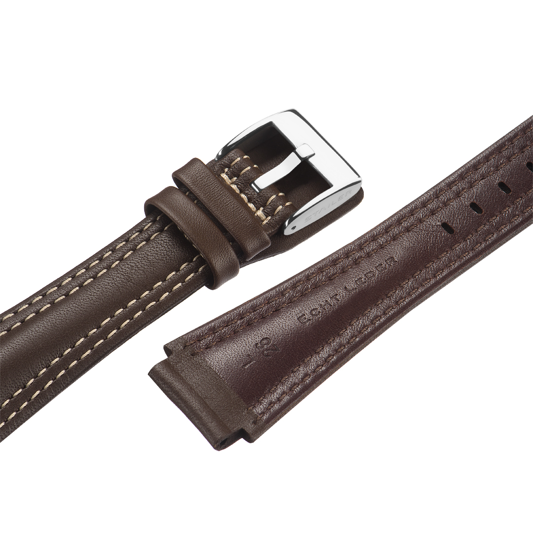 Картинка Stailer Premium 5082 Navigator - ремешок для часов коричневый, итальянская кожа nappa, гладкий, Германия