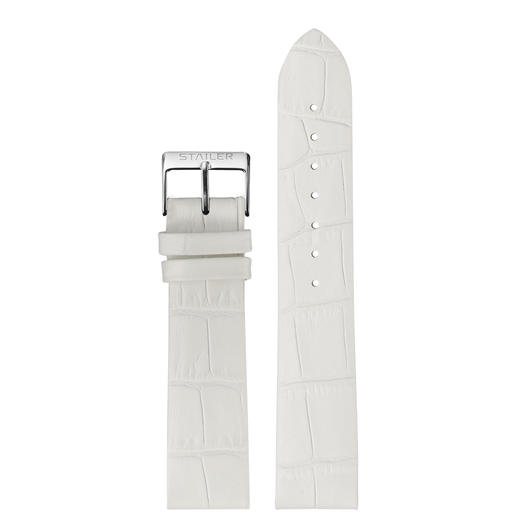 Картинка Stailer 1870 Original - ремешок для часов белый, кожа, аллигатор, Германия