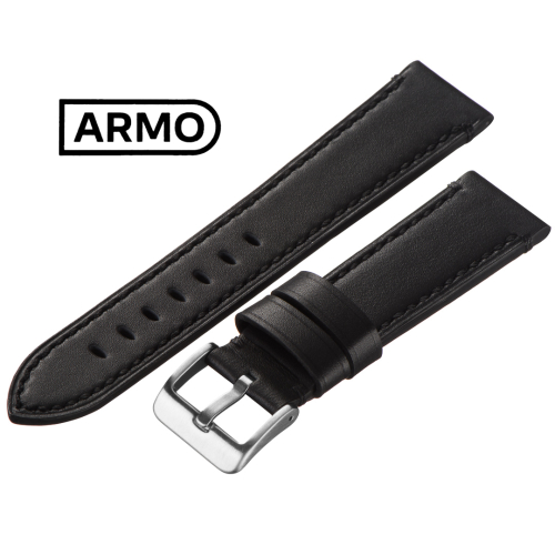 ARMO 4701 - ремешок для часов чёрный, кожа, гладкий - мастерская «Часовая Скорая Помощь». Картинка ARMO 4701 - ремешок для часов чёрный, кожа, гладкий