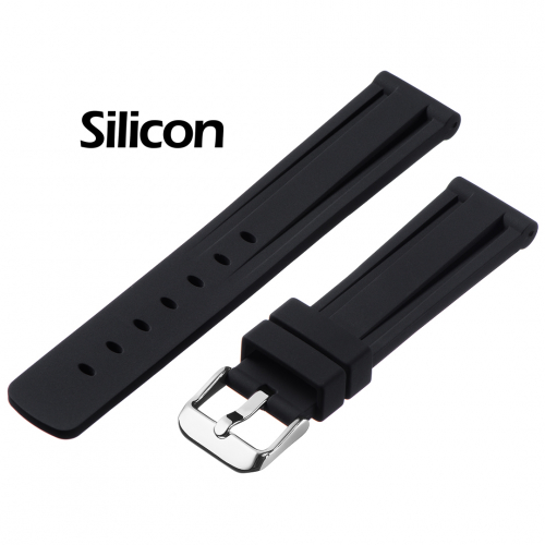 Картинка BC108 - ремешок для часов чёрный, силикон, Китай