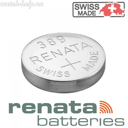 Картинка Renata 389 - батарейка, 3.1 мм x 11.6 мм 1.55 v 80 mah, Швейцария