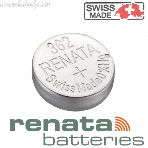 Картинка Renata 362 - батарейка, 2.1 мм x 7.9 мм 1.55 v 23 mah, Швейцария