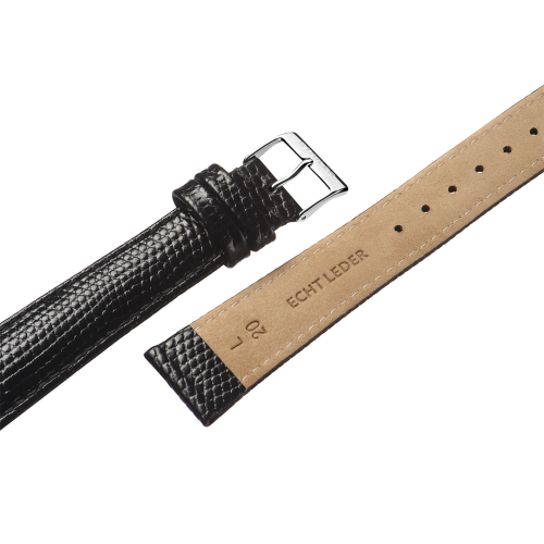 Stailer 8701 Original - ремешок для часов чёрный, кожа, ящерица, Германия - мастерская «Часовая Скорая Помощь». Картинка Stailer 8701 Original - ремешок для часов чёрный, кожа, ящерица, Германия
