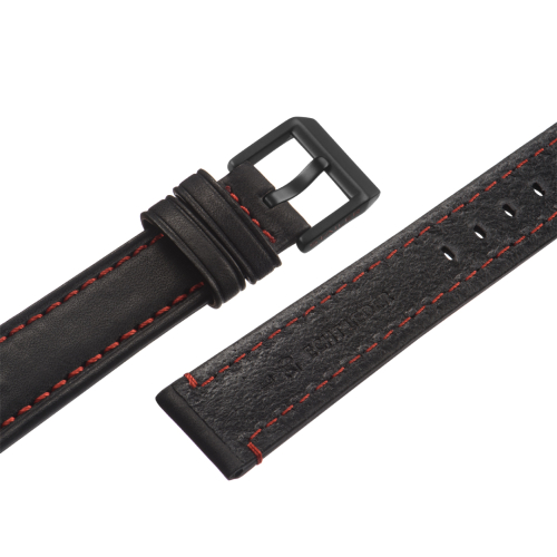 Картинка Stailer Premium 5201 Aviator - ремешок для часов чёрный, премиальная кожа full grain растительного дубления, гладкий, Германия