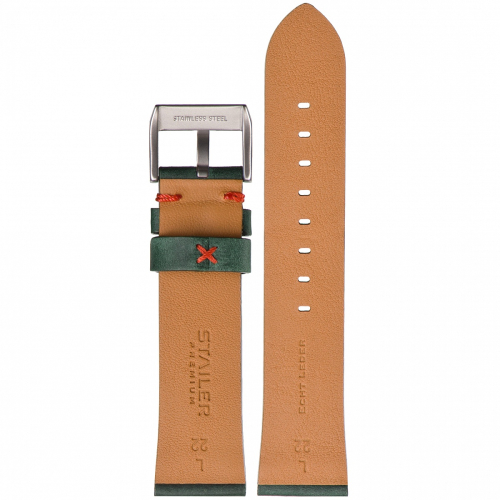 Stailer Premium 5968 Select - ремешок для часов зелёный, премиальная кожа full grain растительного дубления, гладкий, Германия - мастерская «Часовая Скорая Помощь». Картинка Stailer Premium 5968 Select - ремешок для часов зелёный, премиальная кожа full grain растительного дубления, гладкий, Германия