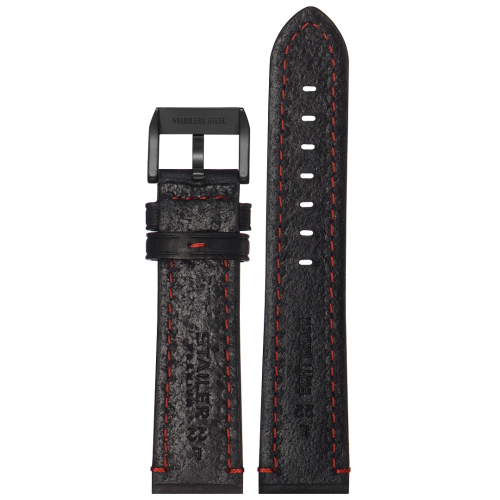 Картинка Stailer Premium 5201 Aviator - ремешок для часов чёрный, премиальная кожа full grain растительного дубления, гладкий, Германия