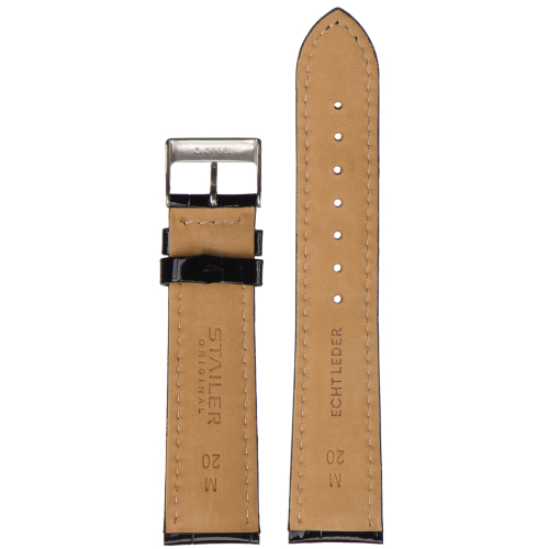 Stailer 4121 Original - ремешок для часов чёрный, кожа, аллигатор, Германия - мастерская «Часовая Скорая Помощь». Картинка Stailer 4121 Original - ремешок для часов чёрный, кожа, аллигатор, Германия