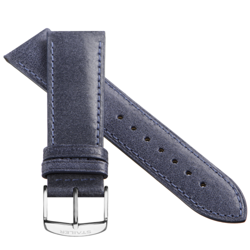 Stailer Premium 6067 Vintage - ремешок для часов синий, итальянская кожа растительного дубления, гладкий, Германия - мастерская «Часовая Скорая Помощь». Картинка Stailer Premium 6067 Vintage - ремешок для часов синий, итальянская кожа растительного дубления, гладкий, Германия