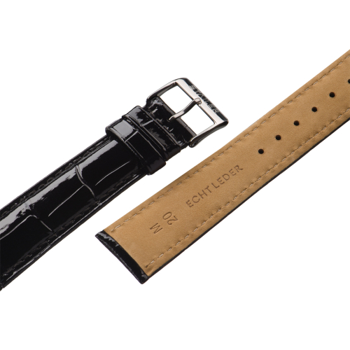 Stailer 4121 Original - ремешок для часов чёрный, кожа, аллигатор, Германия - мастерская «Часовая Скорая Помощь». Картинка Stailer 4121 Original - ремешок для часов чёрный, кожа, аллигатор, Германия