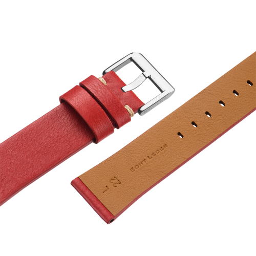 Stailer Premium 5966 Select - ремешок для часов красный, премиальная кожа full grain растительного дубления, гладкий, Германия - мастерская «Часовая Скорая Помощь». Картинка Stailer Premium 5966 Select - ремешок для часов красный, премиальная кожа full grain растительного дубления, гладкий, Германия
