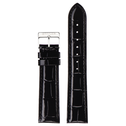 Stailer 4121 Original - ремешок для часов чёрный, кожа, аллигатор, Германия - мастерская «Часовая Скорая Помощь». Картинка Stailer 4121 Original - ремешок для часов чёрный, кожа, аллигатор, Германия