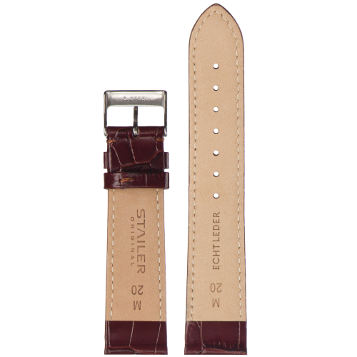 Stailer 2142 Original - ремешок для часов бордовый, кожа, крокодил, Германия - мастерская «Часовая Скорая Помощь». Картинка Stailer 2142 Original - ремешок для часов бордовый, кожа, крокодил, Германия