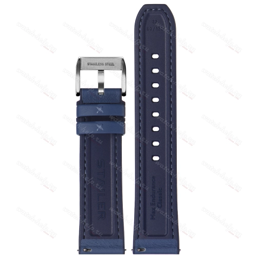 Картинка Stailer Premium 7317 Max endurance classic dani leather - ремешок для часов синий, анилиновая кожа от dani (италия), гладкий, Германия