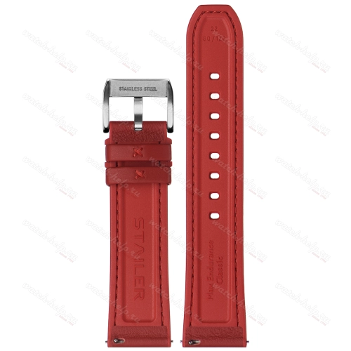 Картинка Stailer Premium 7306 Max endurance classic dani leather - ремешок для часов красный, анилиновая кожа от dani (италия), гладкий, Германия