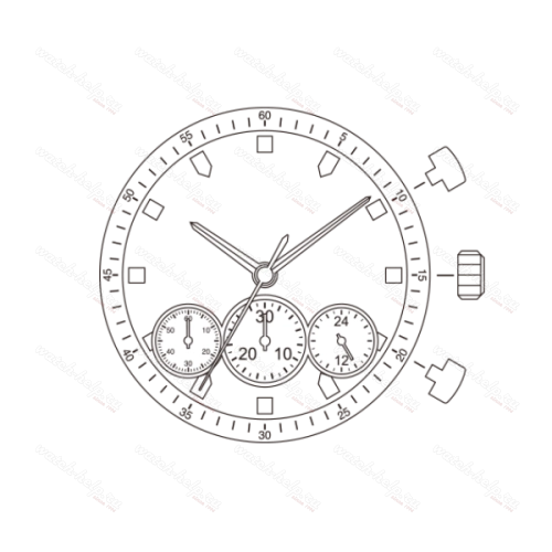 Картинка MIYOTA JS50 Small second chronograph - механизм для часов кварцевый 12 ½, Япония